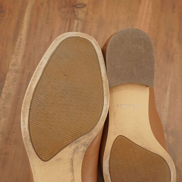 Clarks Womens Pure Viola Dark Tan Loafers Size 8.5 Leather Slip On Casual - Picture 11 of 11